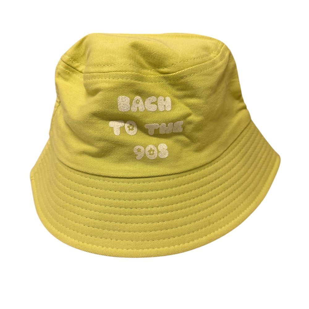 Y2K Style 'Back to the 90s' Yellow Bucket Hat Streetwear Festival Summer Cap - Picture 2 of 4
